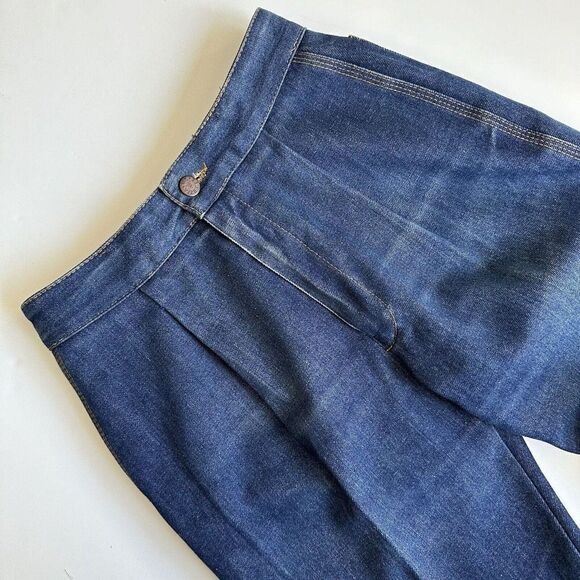 Vintage 70s Vik Vizette Flare Jeans Denim Embroidered Butterflies Blue Size 26 - Picture 5 of 12